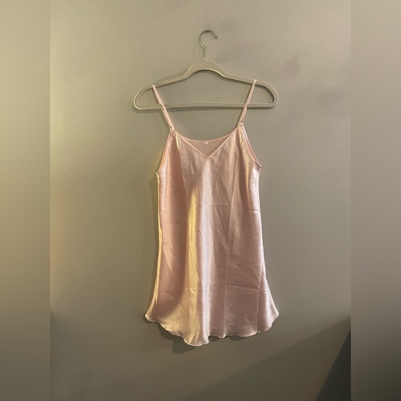 Dresses & Skirts - Brand-less Light Pink Satin Nightgown Mini Spaghetti Strap Dress